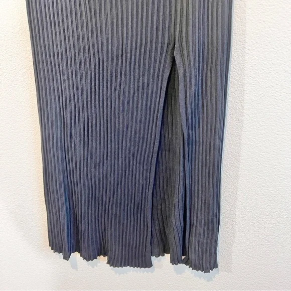 Wilfred Zeta Ribbed Midi Skirt w/ Slit Black L Aritzia Knit Pull On Minimalist - Picture 4 of 15